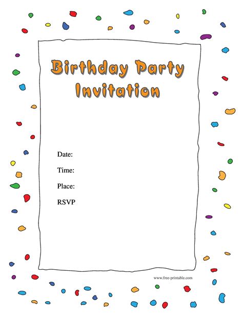 Easy Free Printable Birthday Invitations