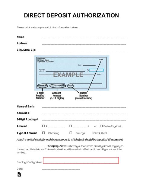 Employee Direct Deposit Form Template Canada