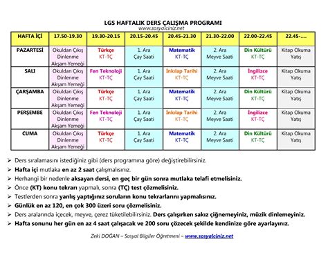 Etüt merkezi haftalık çalışma planı