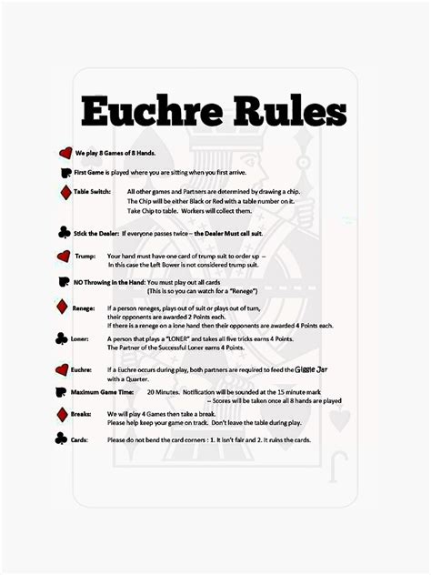 Euchre Rules Printable