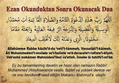 Ezan okunduktan sonra dua