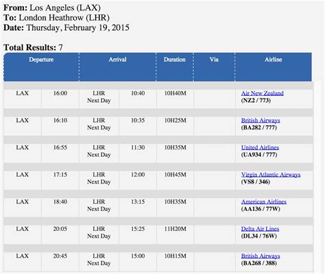 Flight Schedules All Airlines