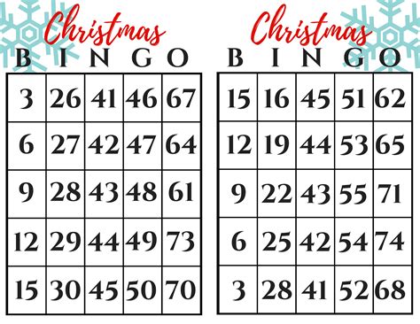 Free Christmas Bingo With Numbers