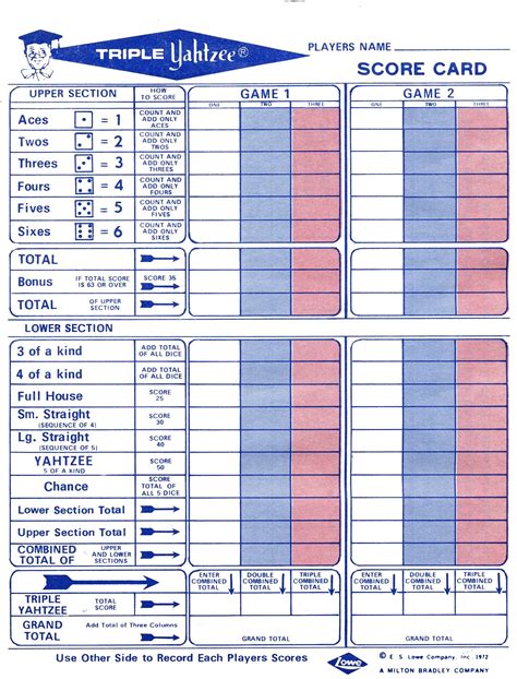 Free Printable Triple Yahtzee Score Sheets