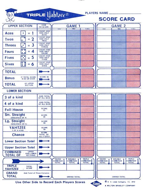 Free Printable Triple Yahtzee Sheets