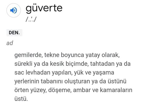 Güverte anlamı