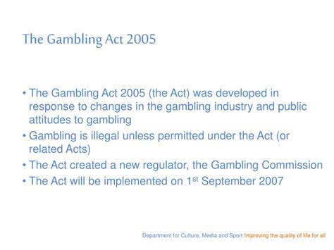 Gambling Act 2005 Summary