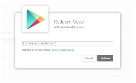 Google Play Promotional Code Redeem