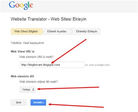 Google web sitesi çeviri