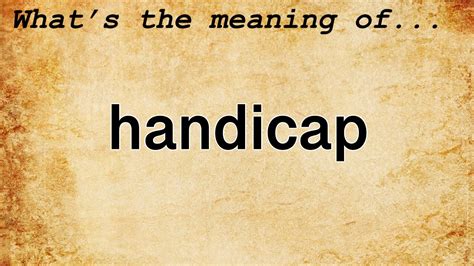 Handicap Meaning