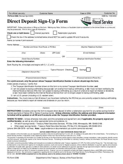 Hh Bonds Form 5396