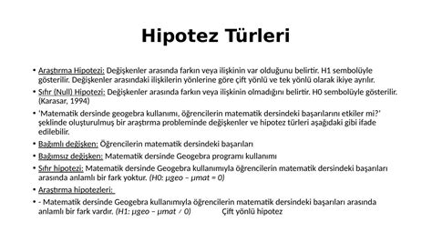 Hipotez çeşitleri