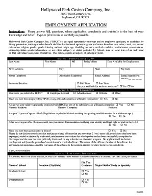 Hollywood Casino Job Application