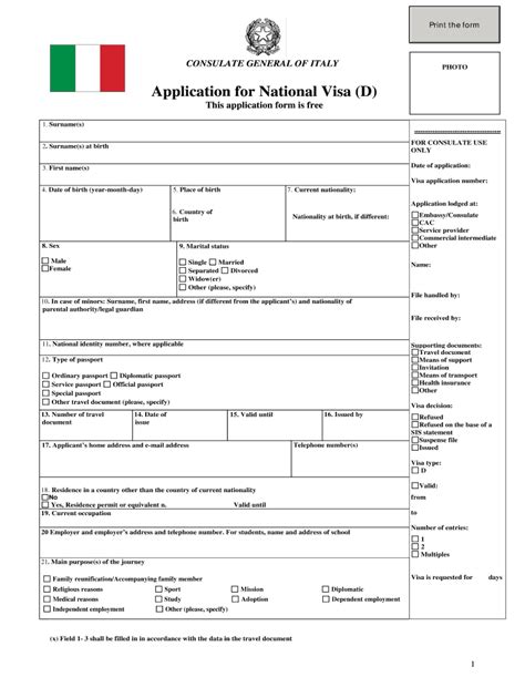How to download a visa form to italy