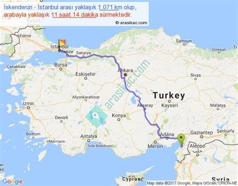 Iskenderun istanbul kaç km