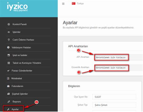 Iyzico panel giriş