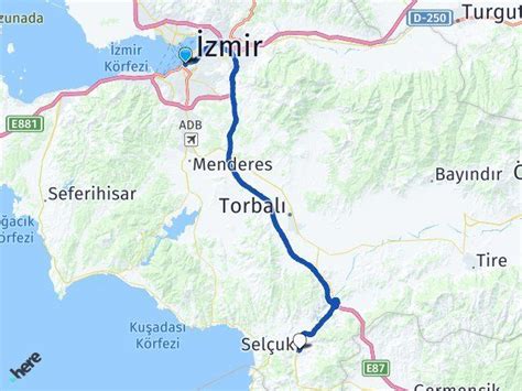 Izmir konak selçuk arası kaç km