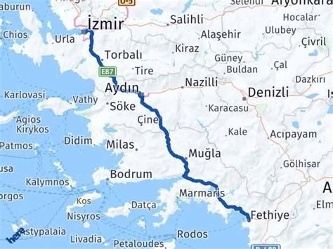 Izmir muğla fethiye arası kaç km