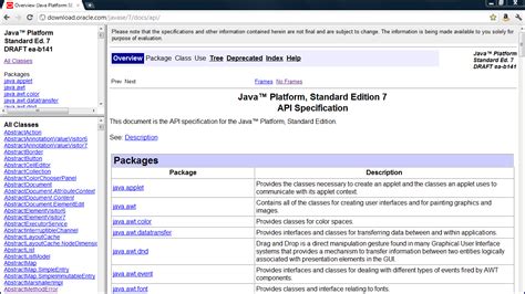 Java platform se 7 api oracle documentation download