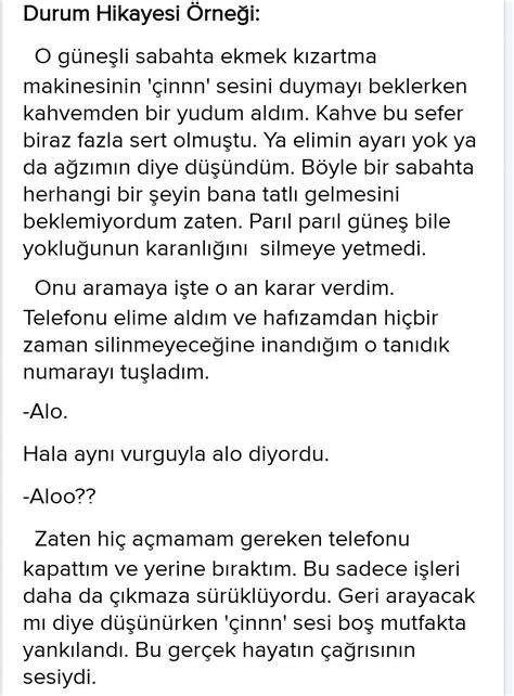 Kısa olay ve durum hikayesi örnekleri