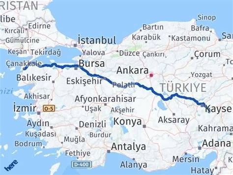 Kayseri çanakkale km