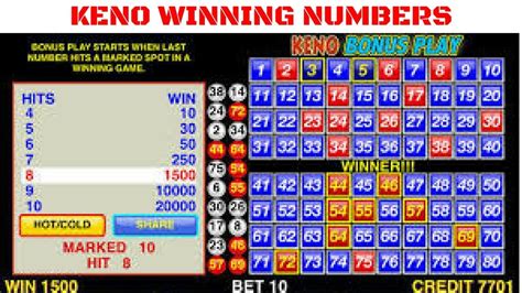 Keno Numbers That Win
