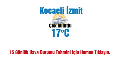 Kocaeli hava durumu 30 günlük