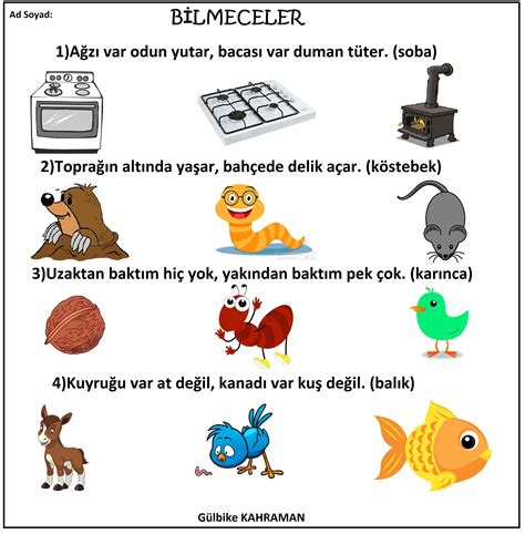 Kolay bilmeceler okul öncesi