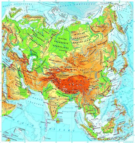 Mapa Ogólnogeograficzna Azji