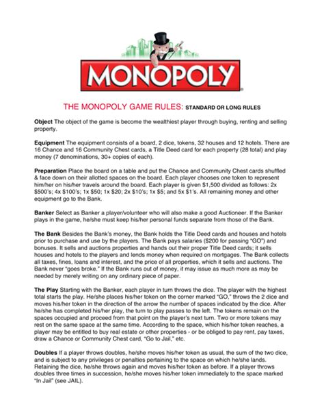 Monopoly Game Rules Pdf