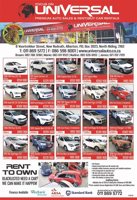 No Deposit Rent To Own Cars In Pretoria