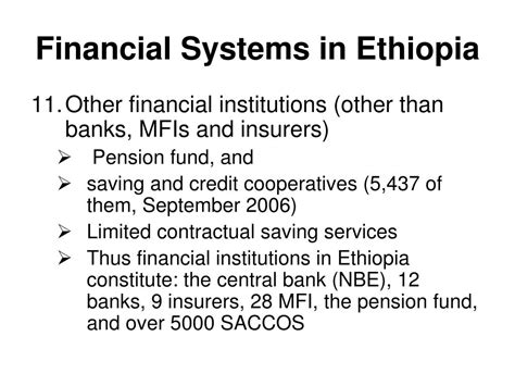 Non Depository Financial Institutions In Ethiopia