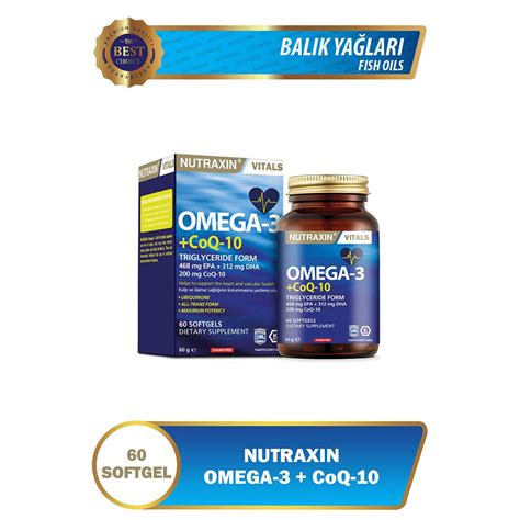 Nutraxin omega3 coq 10 60 yumuşak kapsül