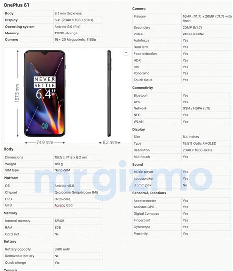 Oneplus 6t Size