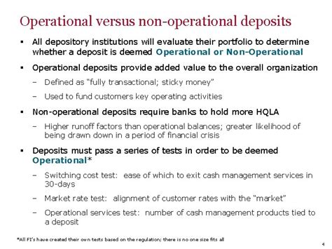 Operational Vs Non Operational Deposits