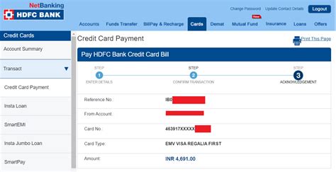Pay Online Credit Card Bill Hdfc