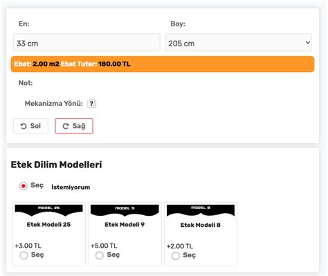 Perde hesaplama modülü