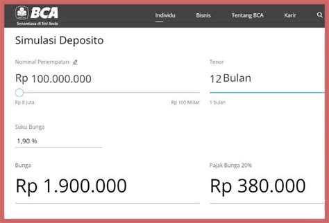 Perhitungan Deposito Bca