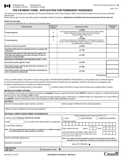 Permanent Resident Application Fee