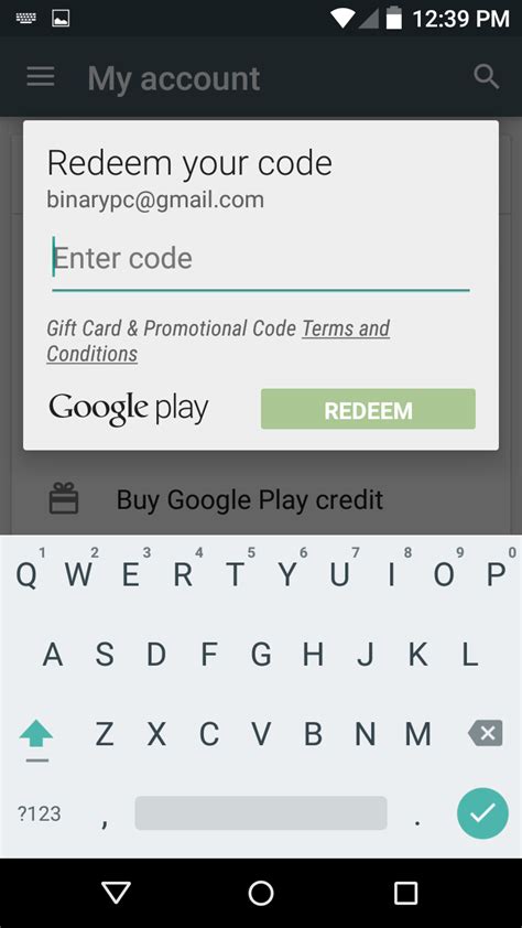 Play Store Credit Code