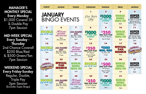 Plaza Hotel Bingo Schedule