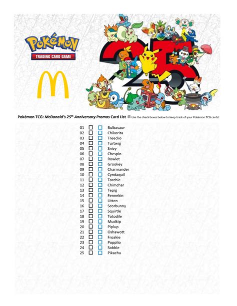 Pokemon Mcdonalds 2021 Checklist