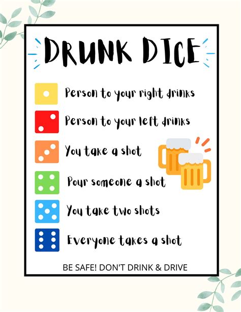 Printable Drinking Games For Adults