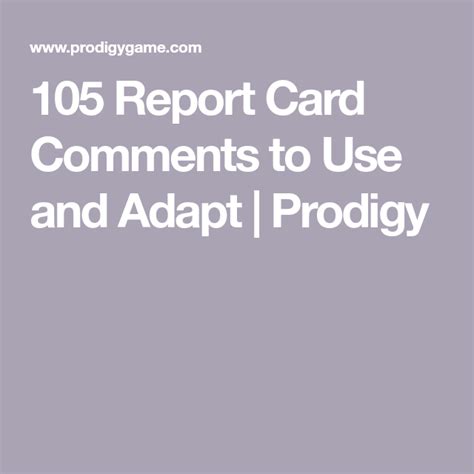Prodigy Report Card Comments