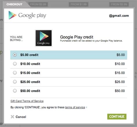 Purchase Google Play Credit Online