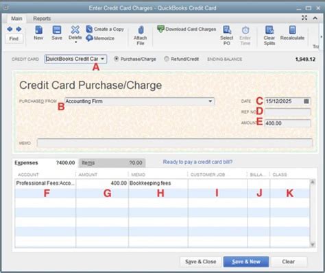 Quickbooks Credit Card Charges Entry