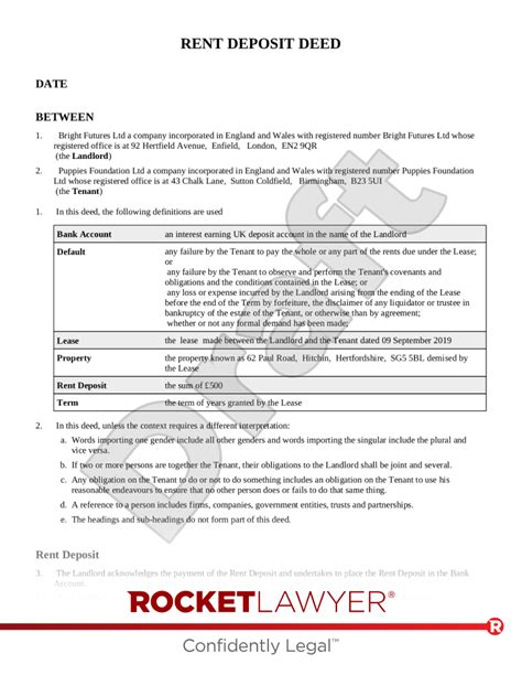 Rent Deposit Amount Uk