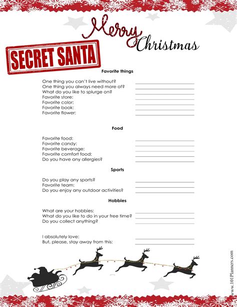 Secret Santa Rules Template