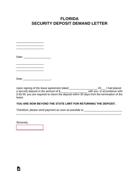 Security Deposit Dispute Letter Florida