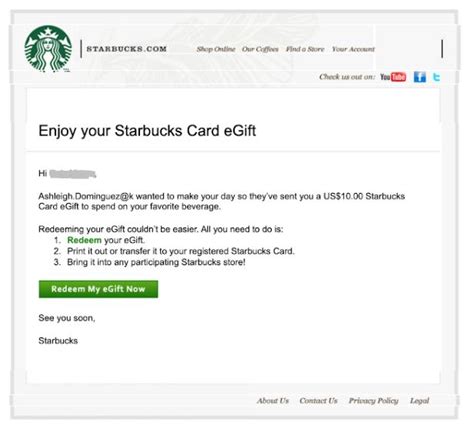 Send A Starbucks Gift Card Email